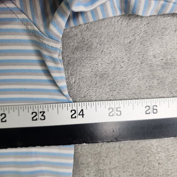 Men's Stitch Golf Striped Polo Shirt Blue Gray & White Short Sleeve Size M/L - Picture 9 of 11